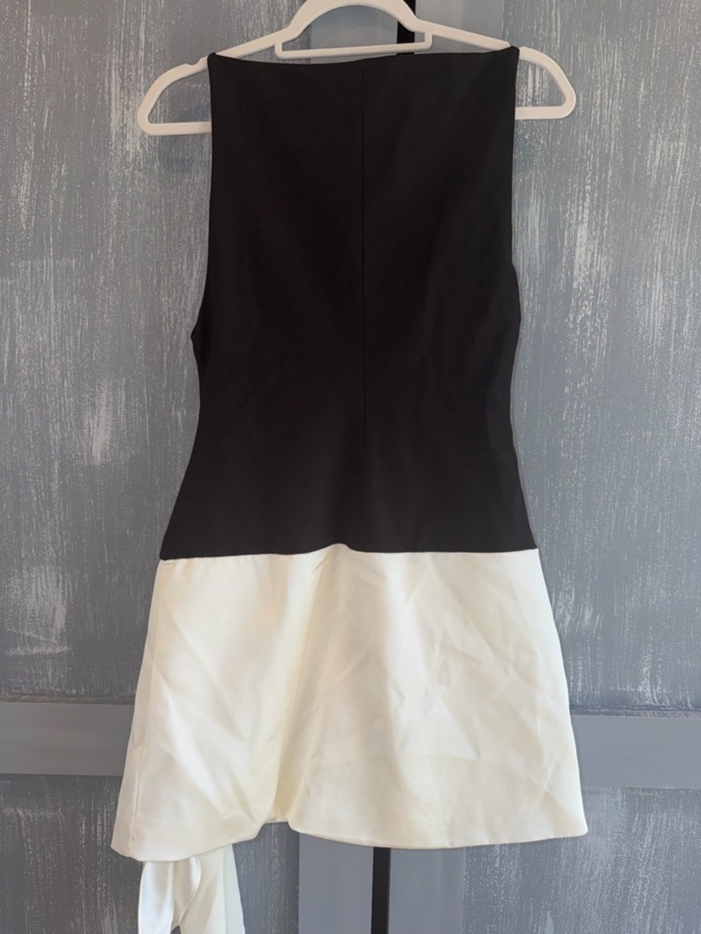 Zara Black & Ivory Asymmetrical Draped Mini Dress Size M NWT - Picture 7 of 7